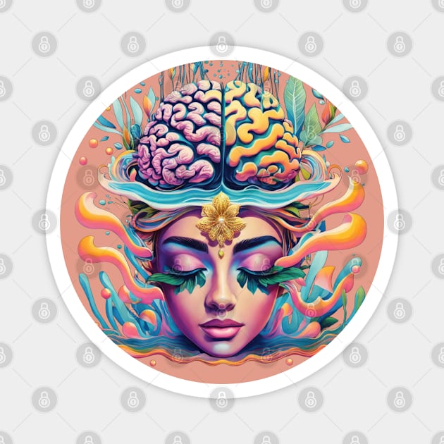 Neural Fantasia: The Psychedelic Mindscape Magnet by TooplesArt